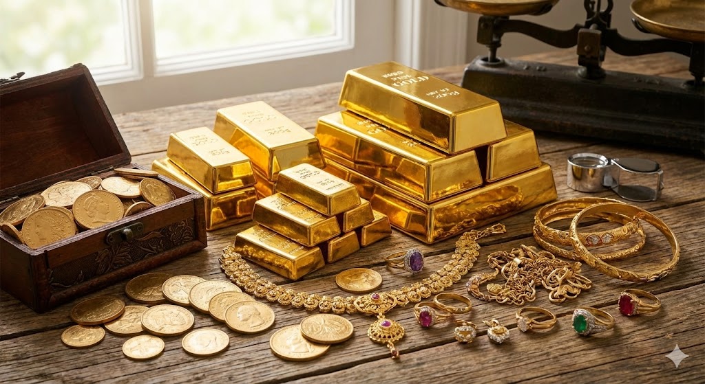 Gold coins jewelry and bars to buy on Akshaya Tritiya