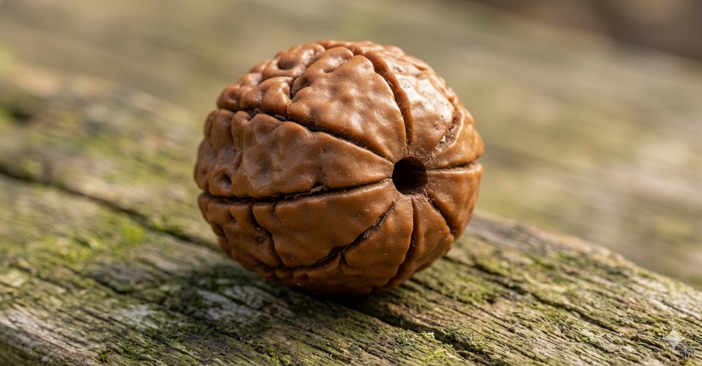 Close-up of fake Rudraksha showing unnaturally smooth surface