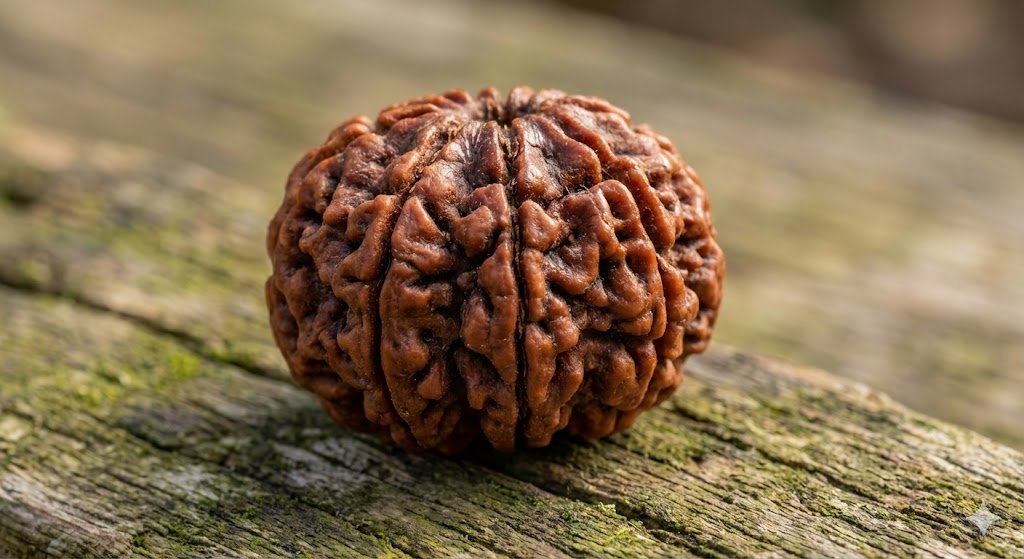 Original Rudraksha surface texture showing natural pores and irregularities